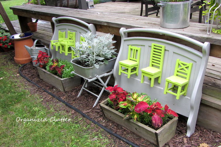 recycled pottery barn chairs futon ends in the garden, flowers, gardening, outdoor living, repurposing upcycling, I have them placed in a flower bed next to my deck