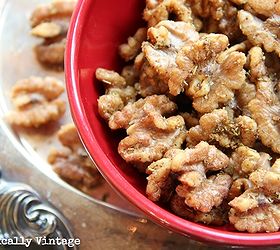 stress free party tips, cleaning tips, 3 Food simple recipes that you can make ahead are key like these rosemary walnuts find the recipe at