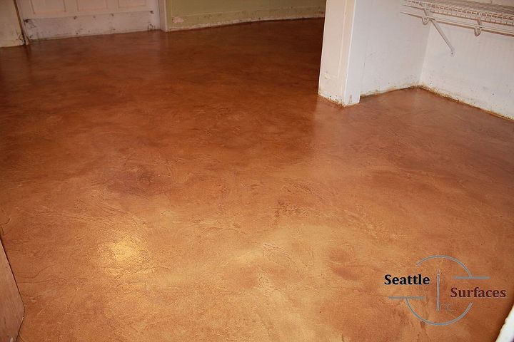 concrete micro topping basement with moisture problem, basement ideas, concrete masonry, flooring, Hand Trowelled Decorative Concrete Micro topping Over Epoxy Moisture Barrier