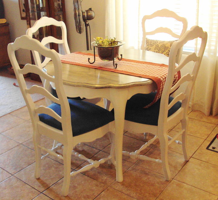 refurbished table amp chairs, painted furniture, It took me 2 months of working in my spare time to complete this