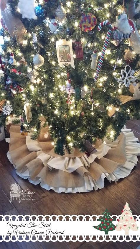 diy christmas tree skirt, christmas decorations, crafts, seasonal holiday decor