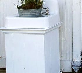 i have a sink ing feeling about this project, flowers, gardening, outdoor living, repurposing upcycling, Vintage sink sits on top of a pedestal