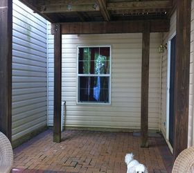 help with patio decor, decks, outdoor furniture, outdoor living, patio, My house is the back wall and the right is my sliding door