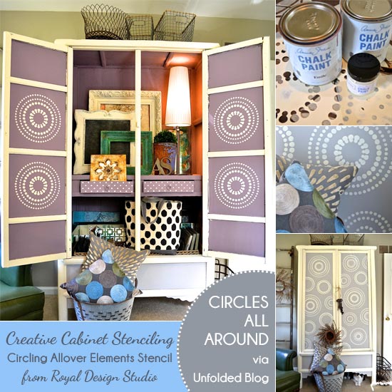 stenciling and chalk paint ideas for furniture transformations, chalk paint, painted furniture, Circling Allover Elements Stencil with Chalk Paint by Debbie Hayes of Annie Sloan Unfolded