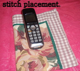 gardener s diyer s phone pal from a placemat, crafts, gardening, Use the longer of the two phones to determine stitch placement Be sure the phones can peek out the top of the bag for easy access