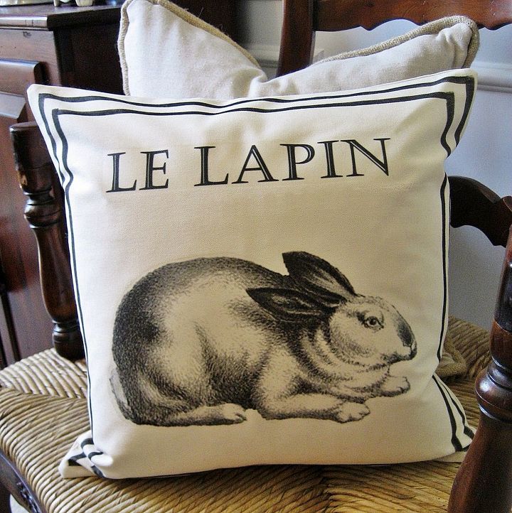 my ballard inspired french bunny pillow including free graphic, crafts, seasonal holiday decor, Ballard inspired French bunny pillow uses an iron on transfer found on my blog