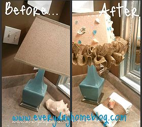 6 ruffled burlap shade lamp makeover, crafts, home decor, Before and After