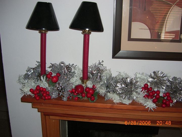 we did a red white and sliver christmas enjoy the color scheme throughout my home, christmas decorations, seasonal holiday decor, The fireplace mantle