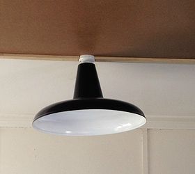 kitchen renovation, home decor, kitchen design, kitchen island, lighting, window treatments, I have two of these upcycled industrial lights They came up really well with paint They look odd so close to the ceiling I need to lower them any ideas