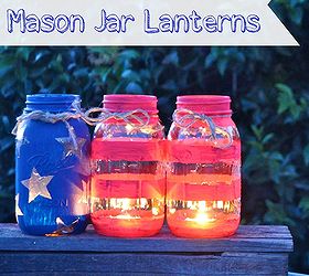 diy patriotic mason jar lanterns, crafts, mason jars, patriotic decor ideas, seasonal holiday decor