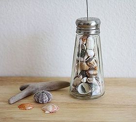 recycled seashell salt shaker photo holder, crafts, repurposing upcycling