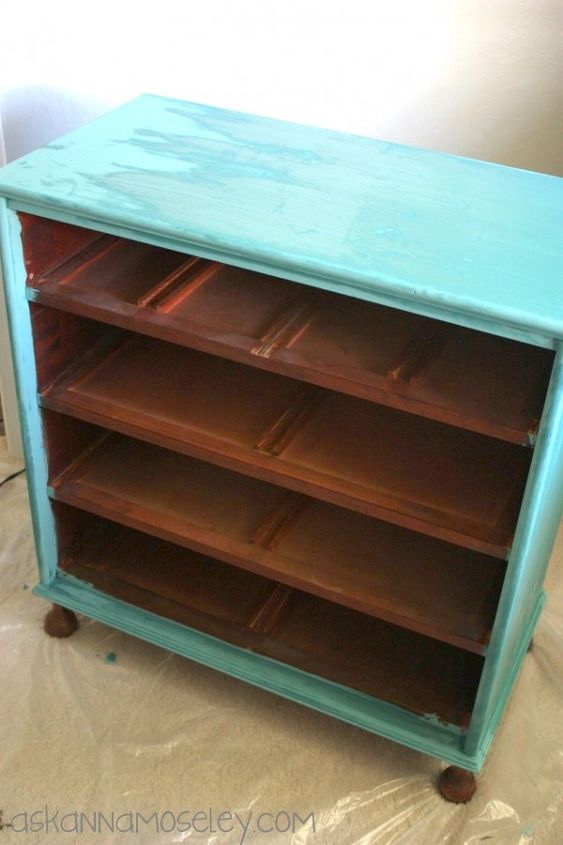 teal dresser makeover, painted furniture