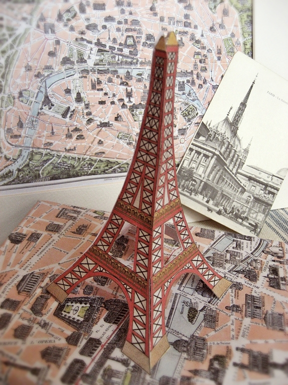 fun and easy paper crafts with vintage maps of paris, crafts, A link to this vintage Eiffel Tower paper cut out is also included on my blog