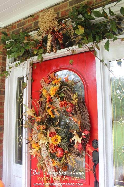 a southern fall front porch, doors, porches, seasonal holiday decor, wreaths, Go red or go home