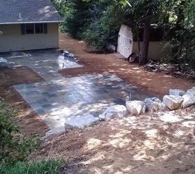 flagstone patio and outdoor living space phase 1, concrete masonry, landscape, outdoor living