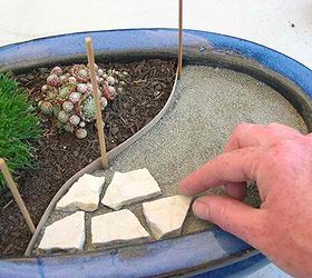 create your very own miniature garden patio, crafts, gardening, You will put down your border edging lay sand tile pieces and you will add the grout