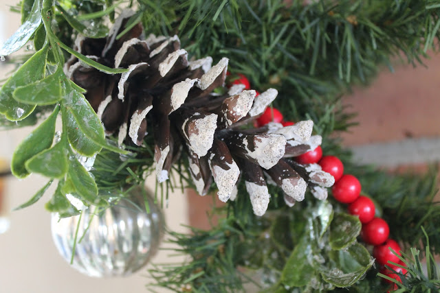 frosty pinecones, christmas decorations, seasonal holiday decor
