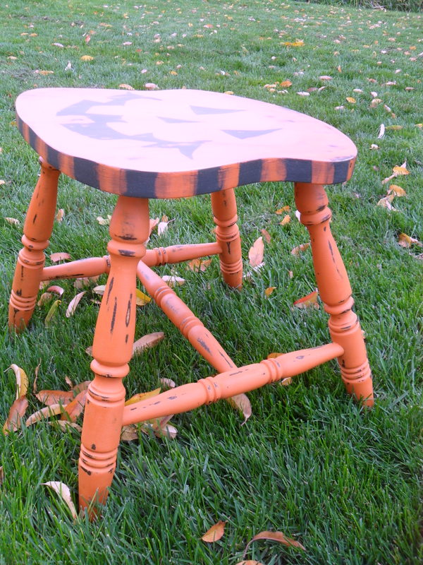 jack a broken chair becomes a halloween stool, halloween decorations, painted furniture, seasonal holiday decor