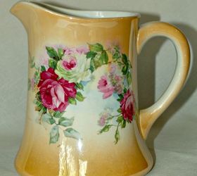 industrial vintage and antique finds a fresh look, repurposing upcycling, Rose lustre transfer pitcher from the American China Co of Toronto Ohio