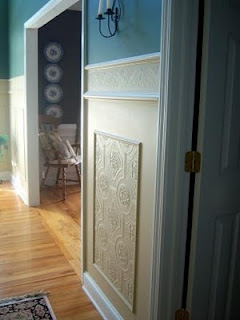 faux carved wainscoting using textured wallpaper, home decor, wall decor, Faux Carved Wainscoting