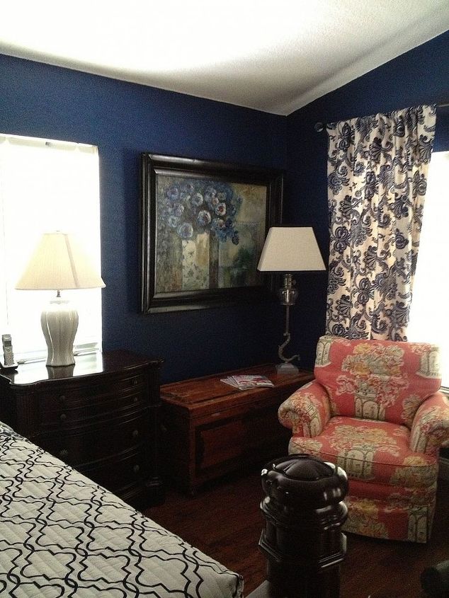 Master Bedroom - one too many patterns and should we paint the bed