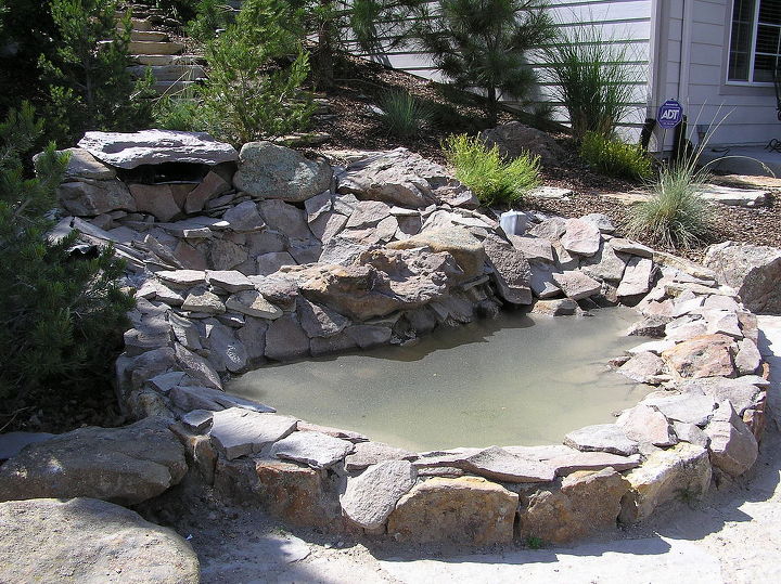 rocky mountain waterscape water feature, landscape, ponds water features, Before a pond in need of updating