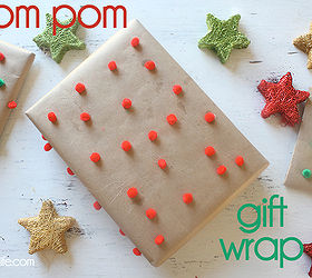 pom pom gift wrap diy, crafts, seasonal holiday decor