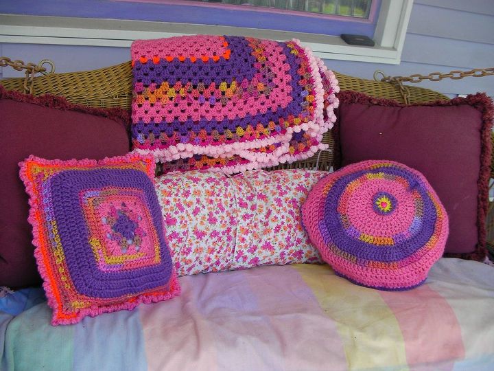 porch fluffing, crafts, squishy and comfy perfect for an afternoon nap