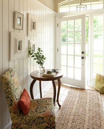 5 ways to use slipper chairs, home decor, living room ideas, painted furniture, Entryway If you ve got a long hall like entryway often a console table can seem too small for the space Make the space feel cozy by matching an end table with a slipper chair It creates a comfy spot to slip on and off shoes