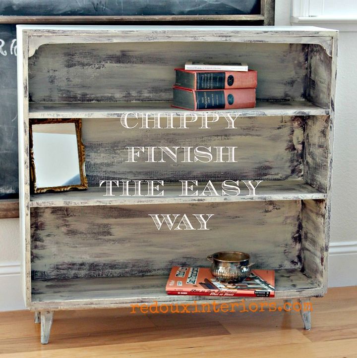 dumpster dive bookshelf makeover easy chippy finish, painted furniture, storage ideas