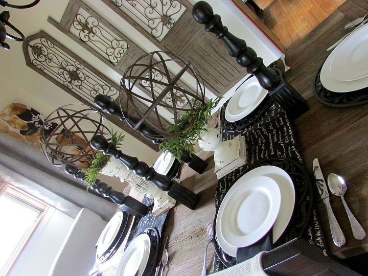 black and white tablescape, home decor
