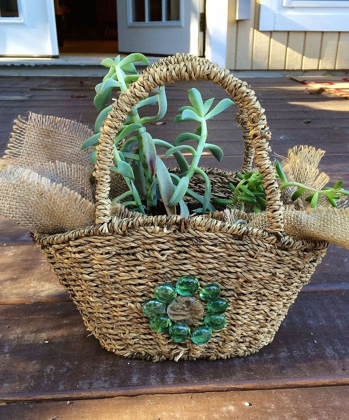 just needed some spring in the air, flowers, gardening, succulents, I hadn t re potted this little succulent so it s a bit sad not that I repotted hope it gets happier Tried using this basket to see how it does