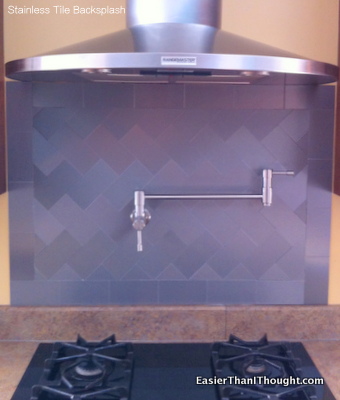 stainless tile backsplash, kitchen backsplash, kitchen design, tiling