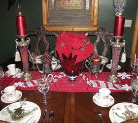 my very red christmas table scape, christmas decorations, seasonal holiday decor