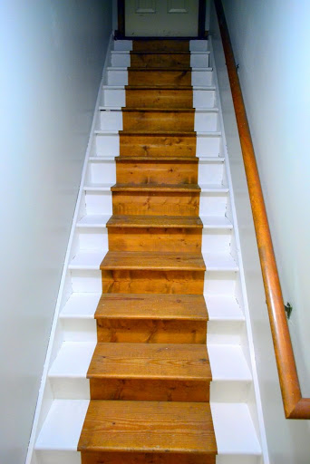 painted staircase bare wood runner, painting, stairs, bare wood runnner after