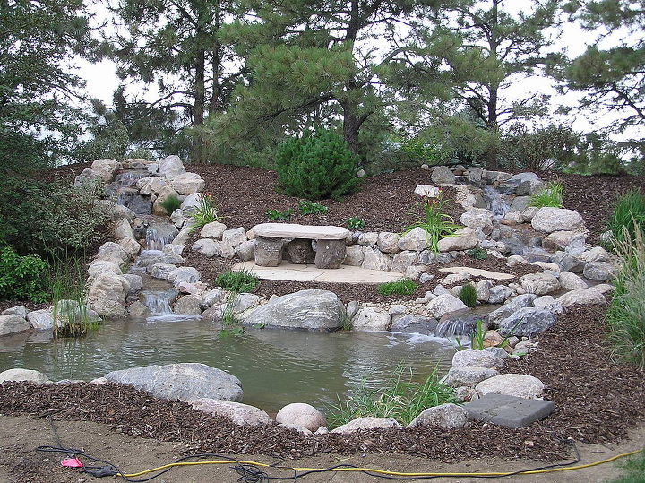 water gardening ponds water features waterfalls koi ponds outdoor lifestyles, flowers, outdoor living, ponds water features, Finished product now for some plants and flowers A perfect place to sit and relax