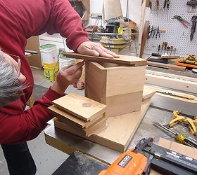 building a birdhouse from scrap cedar off a fence, diy, woodworking projects, scribing for front cut on 45s