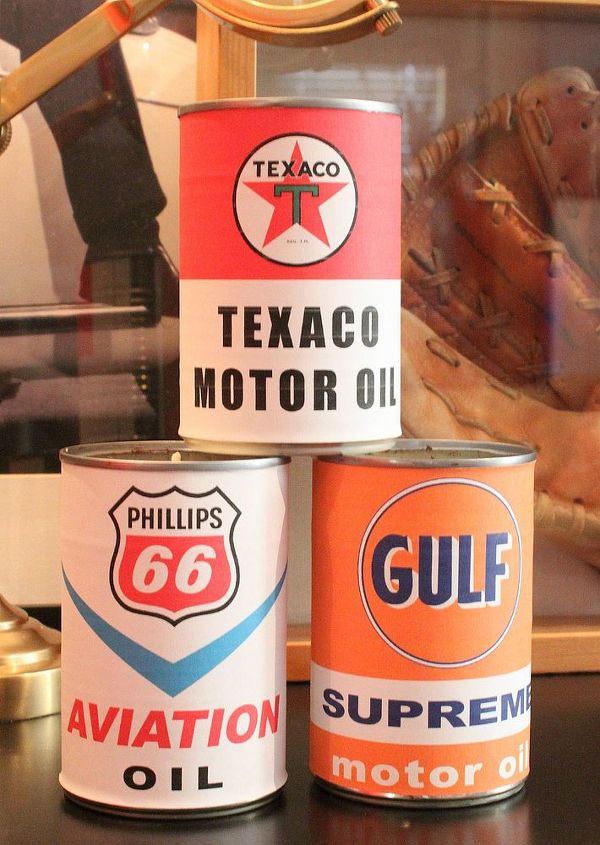 velas de lata de aceite vintage, Es as de simple lo bueno es que huelen a cuero y cedro y no a aceite de motor