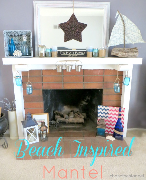 beach inspired mantel, crafts, repurposing upcycling, seasonal holiday decor