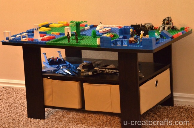 how to turn a coffee table into a lego table, painted furniture