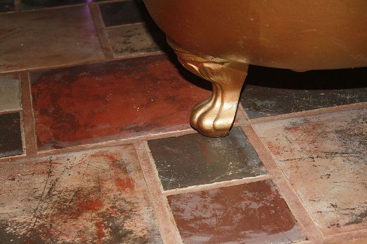 a bohemian necessary room, bathroom ideas, home decor, Old tile floor is good foundation for my claw foot paradise