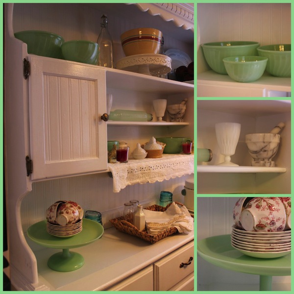 the making of a kitchen renovation, home decor, kitchen design, Vintage items displayed on newly painted hutch