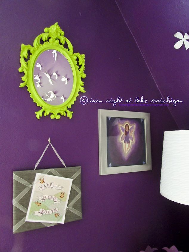 a vivid garden tea party toddler bedroom before during amp after, bedroom ideas, flooring, hardwood floors, home decor, A thift store find painted by me a painting of mine from high school and a printable found on Pinterest on a small french memo board help fill some awkward wall space