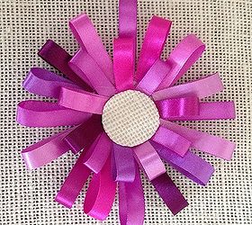 no sew loopy ribbon flower burlap tablerunner, crafts, How pretty is this for a spring flower