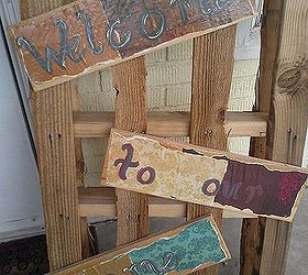 up cycled pallet welcome to our home sign, crafts, pallet, repurposing upcycling, And Voila A fun front porch decoration