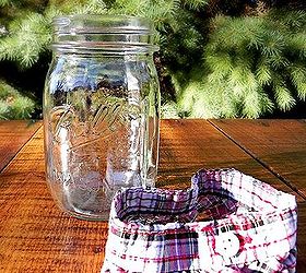 decorating mason jars with plaid shirts, crafts, mason jars, seasonal holiday decor, Slide the cuff of a plaid button down to make a pretty embellishment on a mason jar