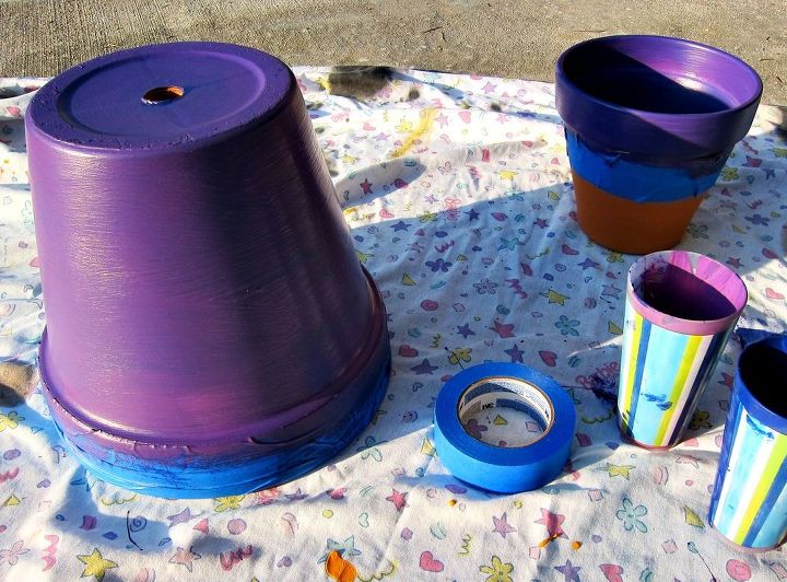 hello painted flower pot, crafts, painting, Painter s tape works great to tape off the area on your flower pot you don t want to paint