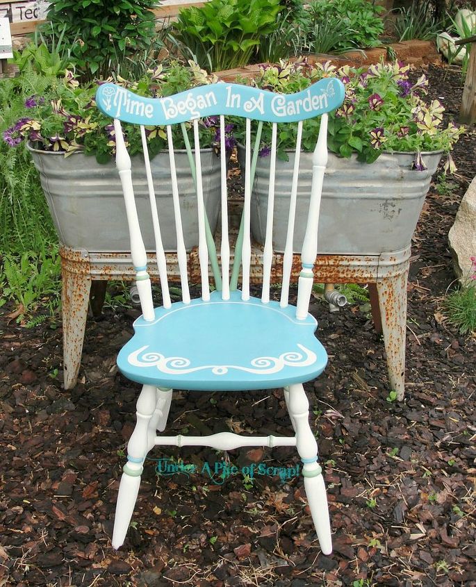 pretty painted garden chair, outdoor furniture, outdoor living, painted furniture