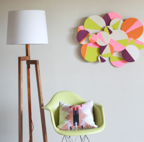 my favourite diy wall decorations from around the web, home decor, Brittini Mehloff www curbly com shows us that when it comes to 3d decorations circles can be a fun and fresh choice