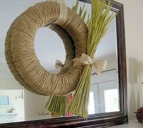 natural jute fall wreath, crafts, wreaths, Tie on a floral wheat bundle for a natural lookk